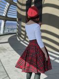 Sukně kolová karovaná skotská červená Zena