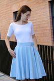 Kolová lněná sukně světle modrá Lovely