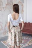 Kalhotová sukně květinové béžové Elza